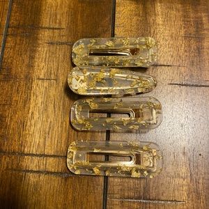 Large Gold and Clear Hair Clips